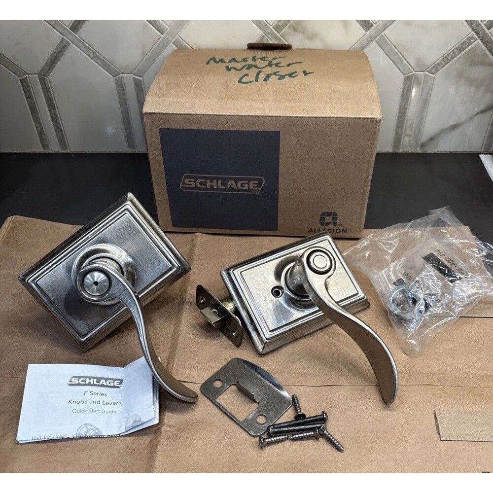 Schlage Accent Privacy Bed/Bath Door Handle with Addison Trim F40 ACC 619 ADD